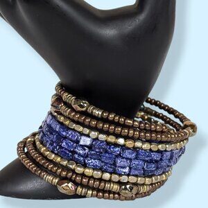 (2/$20) 9-Row Memory Wire Beaded Bracelet